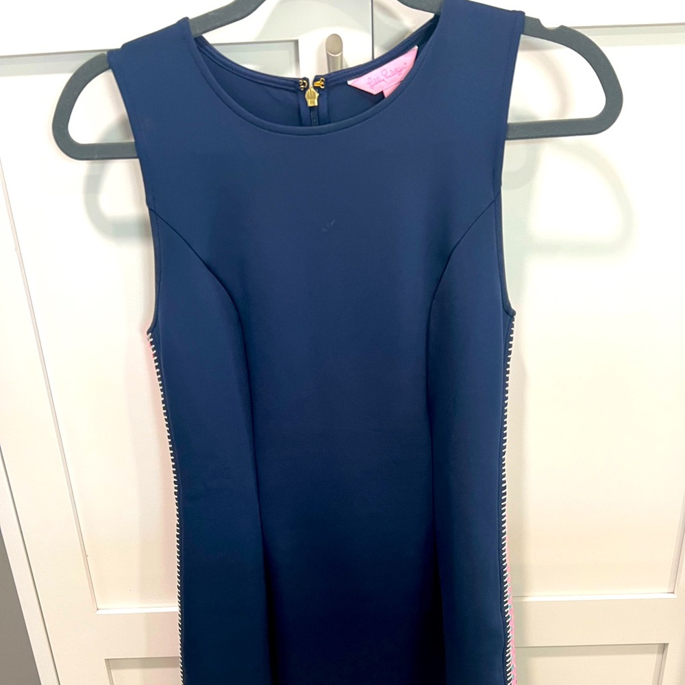 Lilly Pulitzer Dress navy with pink and blue trim on the side. Wore once.
